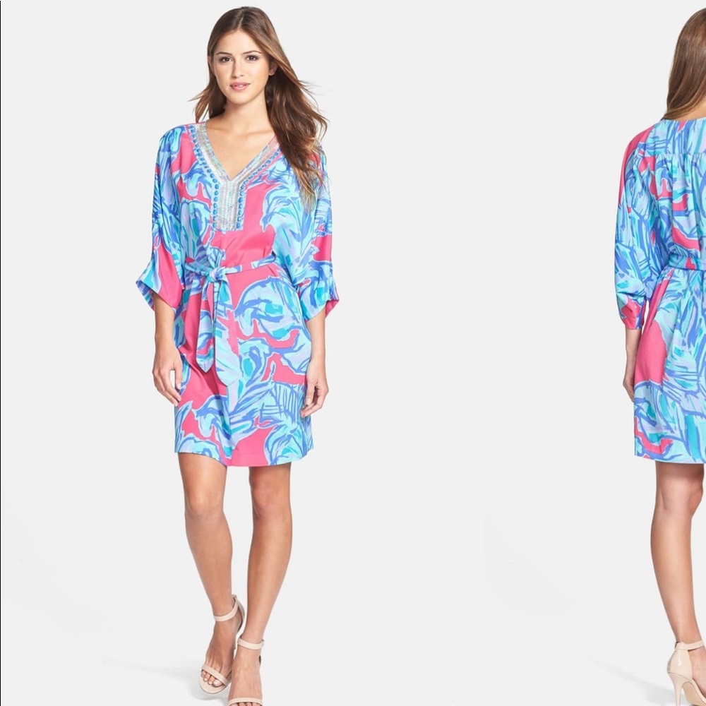🌺Lilly Pulitzer Wilda Caftan Chic Pink Sway sz Sm - Picture 4 of 8